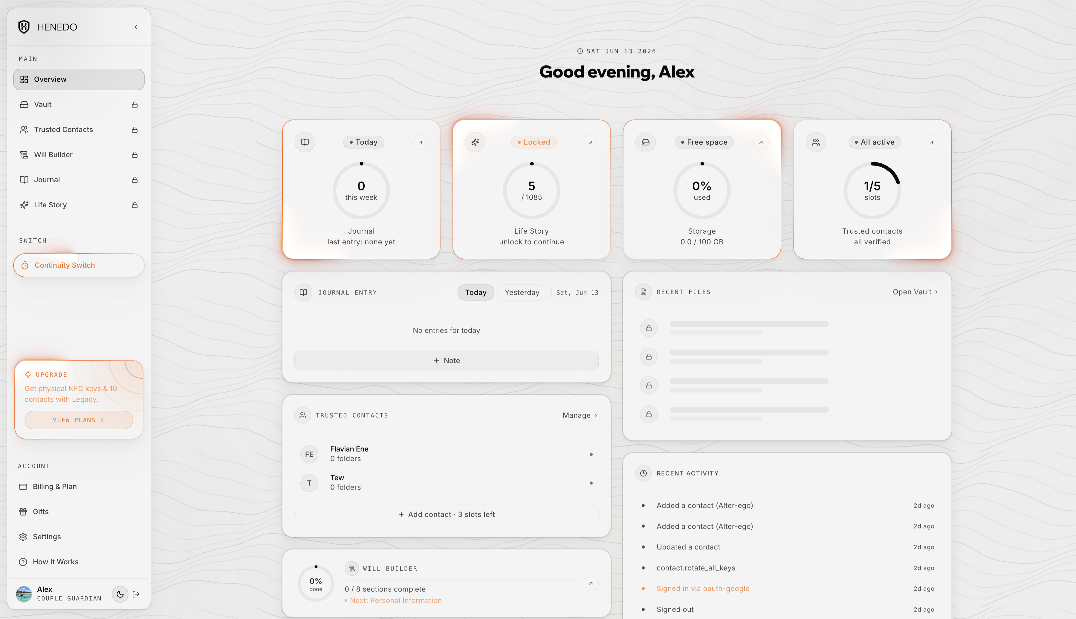 Henedo dashboard preview